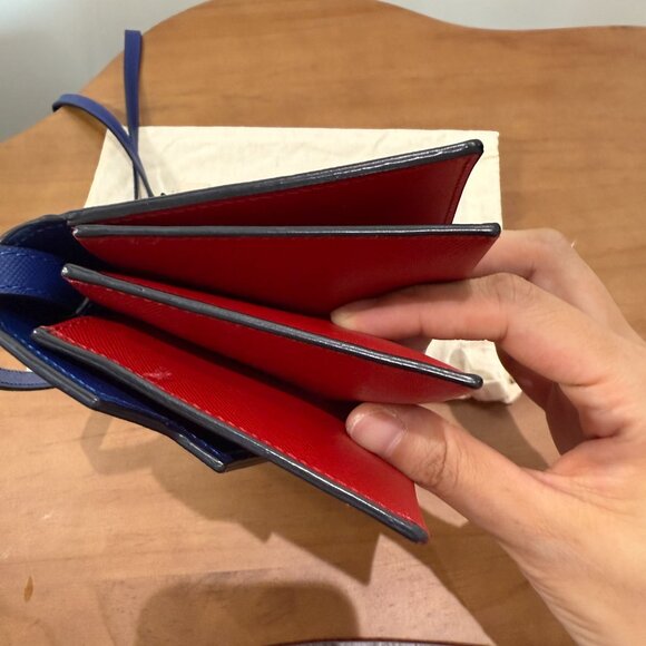 Marni Trunk Wallet with Crossbody Chain Blue/Red/Black - Picture 8 of 12